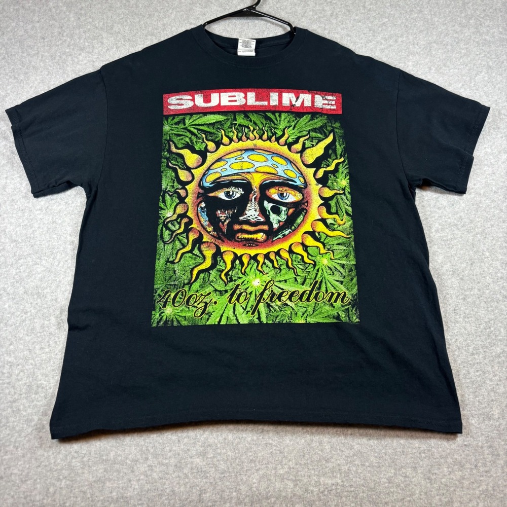 Sublime T-Shirt Mens XL Black 40oz to Freedom Sun Graphic Tee Heavy Cotton